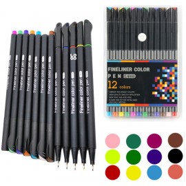 12 Color Fine Line Drawing Pen Set Custom Engraved  12 Color Fine Line Drawing Pen Set Custom Engraved