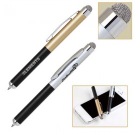 Custom Imprinted Aluminum Ballpoint Pen with Fiber Cloth Soft-Touch Stylus