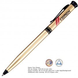 Twist Action Mechanism Ballpoint Pen w/ Gold Trim & Brass Barrel Custom Imprinted  Twist Action Mechanism Ballpoint Pen w/ Gold Trim & Brass Barrel Custom Imprinted