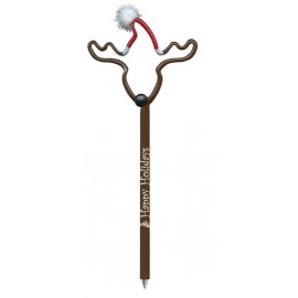 Custom Imprinted Reindeer with Santa Hat Multi-Color Inkbend Standard, Bent Pen  Custom Imprinted Reindeer with Santa Hat Multi-Color Inkbend Standard, Bent Pen