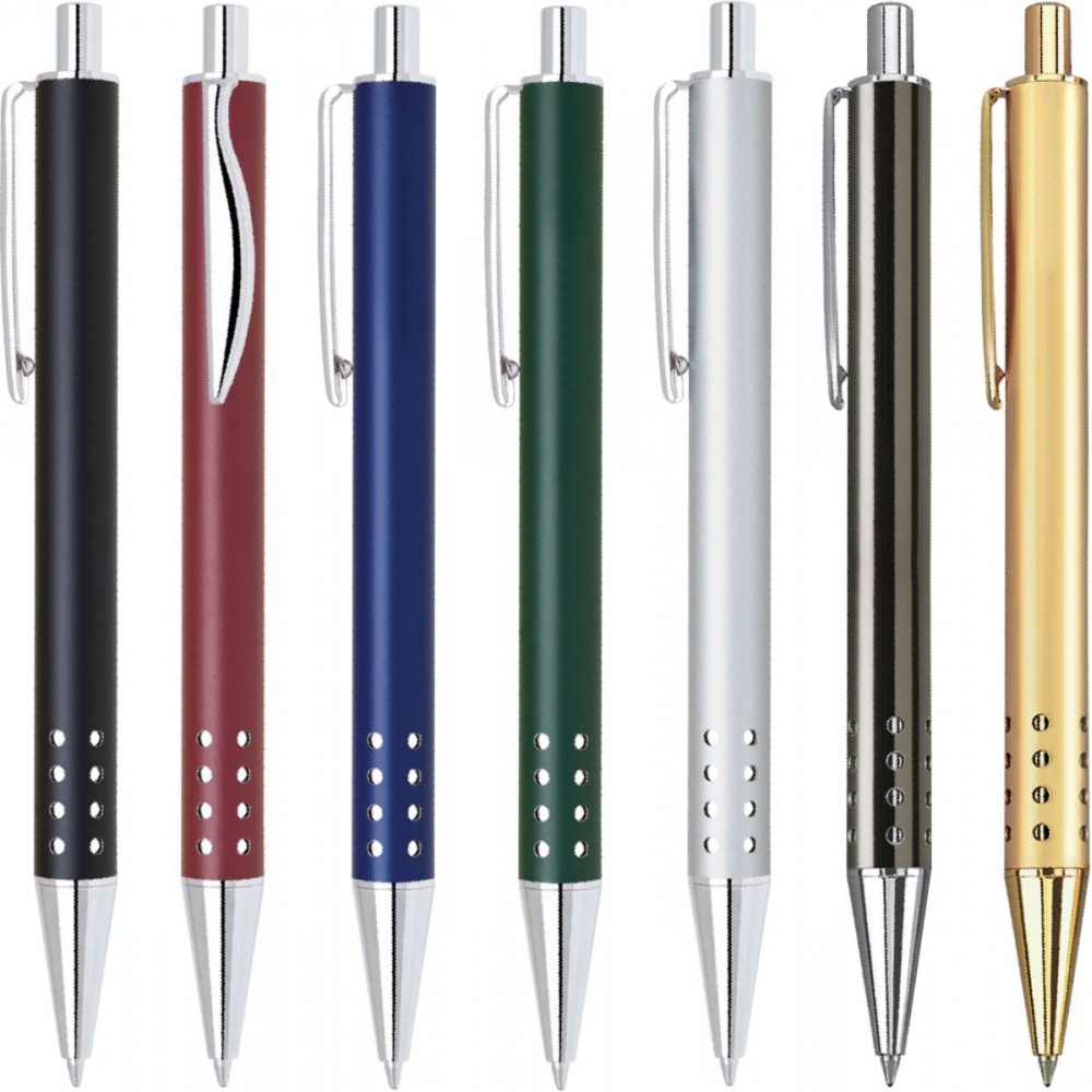 Custom Imprinted Dot Grip Pen Series - brass metal pen / click action