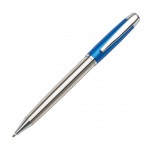 Custom Imprinted St Lucia Brushed S/Steel Pen - Blue