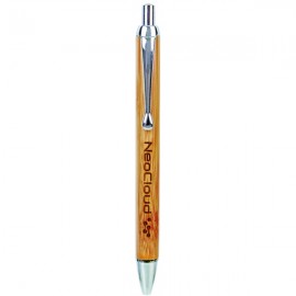 Custom Imprinted Bamboo Pen w/Silver Trim