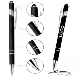 Custom Imprinted 2 in 1 Multifunction Metal Ball Pen with Stylus Soft Touch Screen