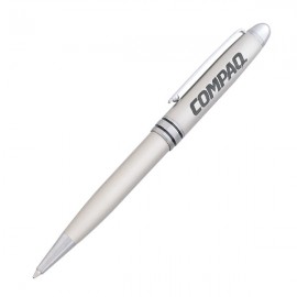 Custom Engraved Legend Chrome Finish Ballpoint Pen w/Black Ringed Band