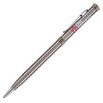 Twist Action Mechanism Slim Ballpoint Pen w/ Chrome & Gold Trim Custom Imprinted