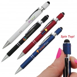 Logo Branded Halcyon Executive Spin Top Full Color Digital Metal Pen w/Stylus