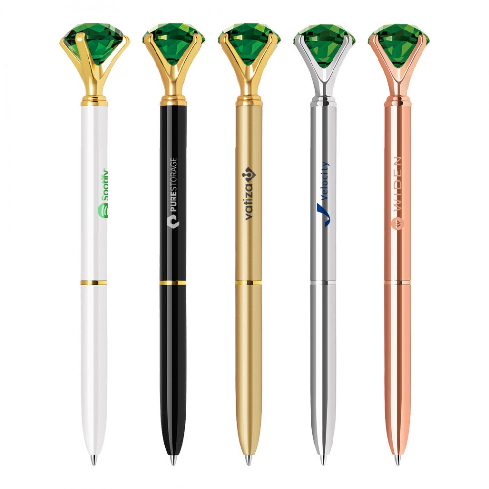 Custom Engraved Emerald Crystal Ballpoint Pen