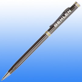 Custom Engraved Slim Line Pen- Gold Accent-Black