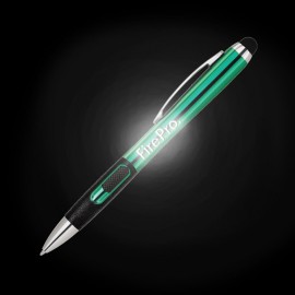 Custom Imprinted Light Up Logo L.E.D. Ballpoint Pen w/Stylus