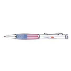 Custom Engraved Patriotic Twist Action Ballpoint Pen w/Rubber Grip