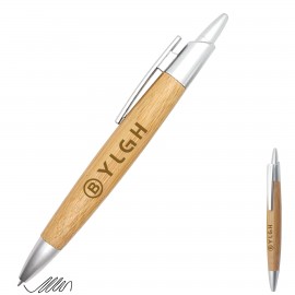 Custom Engraved Fat Barrel Bamboo Click Pen  Custom Engraved Fat Barrel Bamboo Click Pen