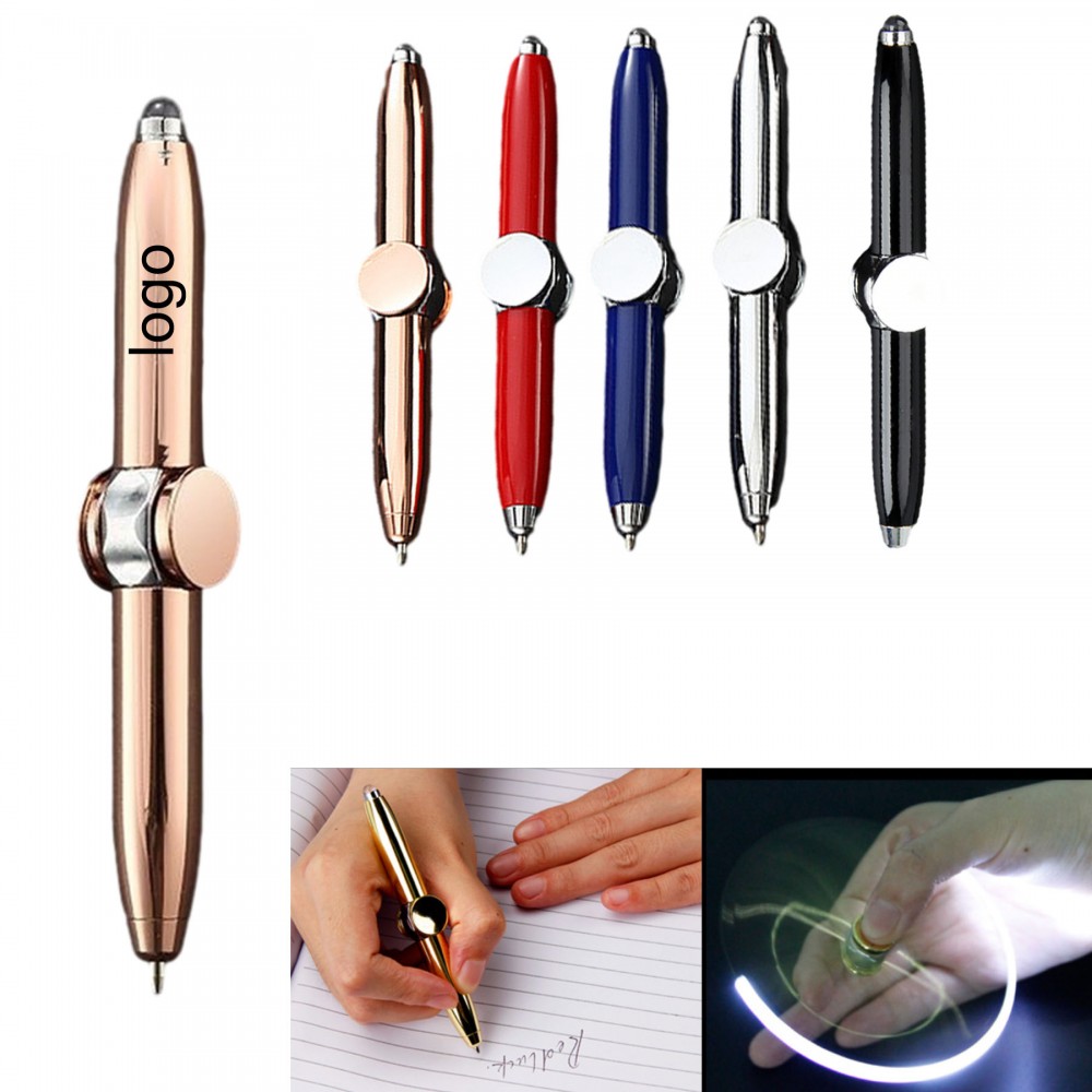 Custom Imprinted Metal Fingertip Spinning Gyro Pen With Led Light