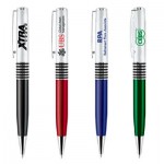 Satin Chrome Twist Action Ballpoint Pen with Color Barrel Custom Imprinted
