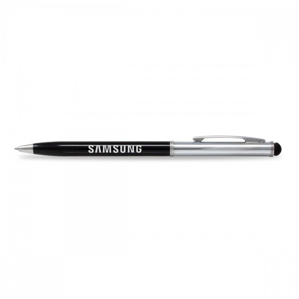 Logo Branded Slim Istylus Pen in Black Logo Branded Slim Istylus Pen in Black