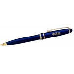 Executive Solid Brass Twist Action Ballpoint Pen W/ Blue Lacquer Finish Custom Imprinted