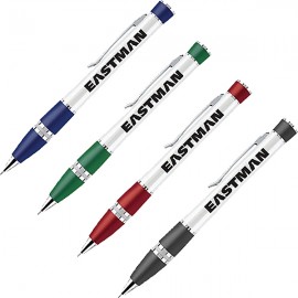 Calista Twist Ballpoint Pen w/ Pearl White Coated Barrel Logo Branded