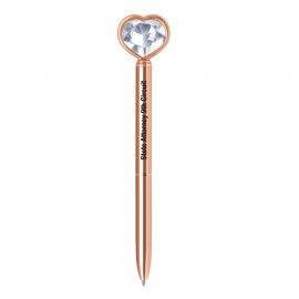 Custom Imprinted Heart Diamond crystal twist action metal ballpoint pen