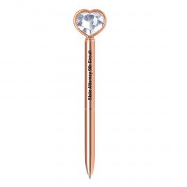 Custom Engraved Heart Diamond crystal twist action metal ballpoint pen