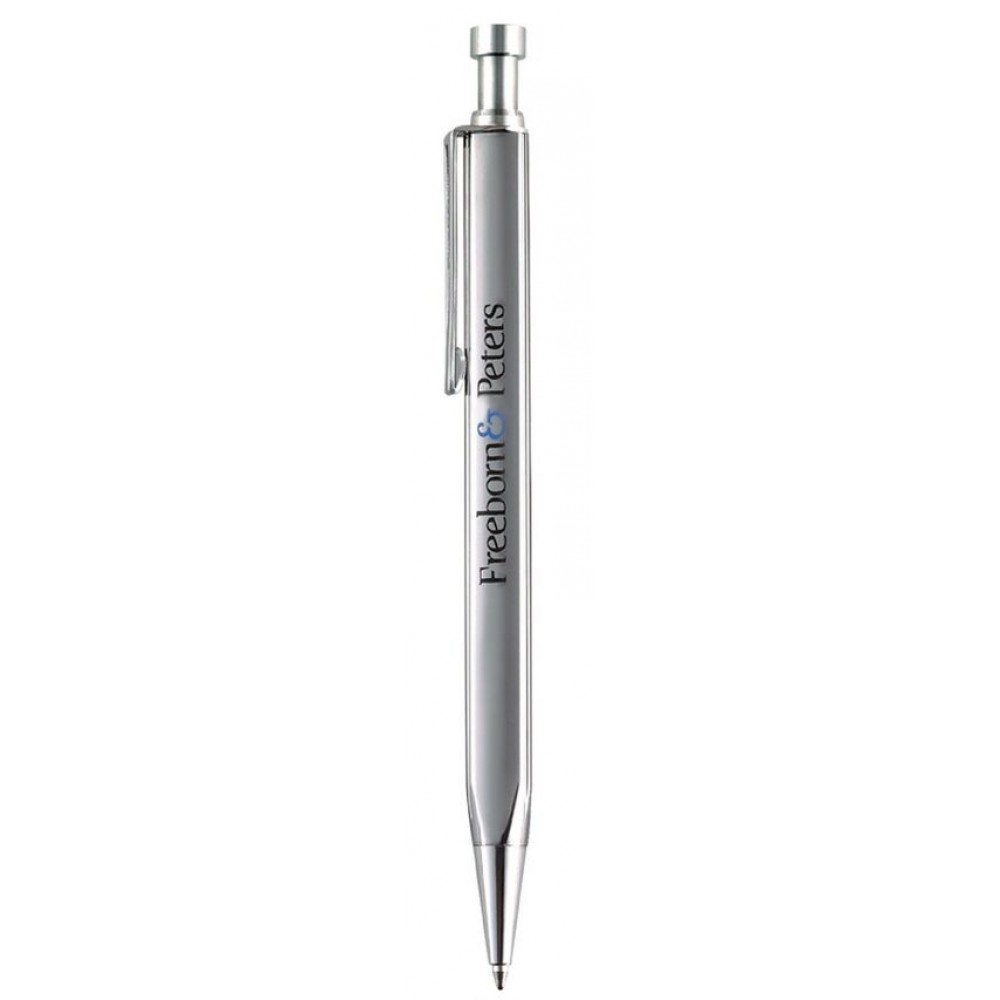 Chrome Silver Click Action Ballpoint Pen w/Triangular Barrel Custom Imprinted Chrome Silver Click Action Ballpoint Pen w/Triangular Barrel Custom Imprinted