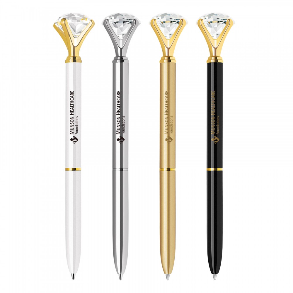 Custom Imprinted Diamond crystal twist action metal ballpoint pen