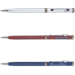 Custom Engraved Classic Slim Twist Action Ballpoint Pen w/ Ring Accent