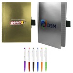 5" x 7" Perfect Metallic Cover Notebook with Pen Custom Imprinted