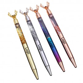 Crystal Dynamic Liquid Ball Pen with Elk Head Custom Imprinted