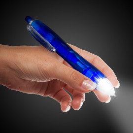 5" Blue LED "Ultimate" Lighted Pen w/Flashlight Logo Branded
