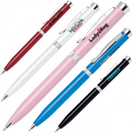 Custom Imprinted Slim Body Aluminum Ballpoint Pen w/ Lustrous Enamel Coating