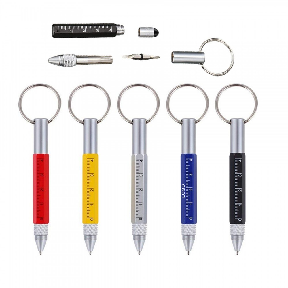 Multifunction Aluminum Tool Pen with Key Ring Logo Branded