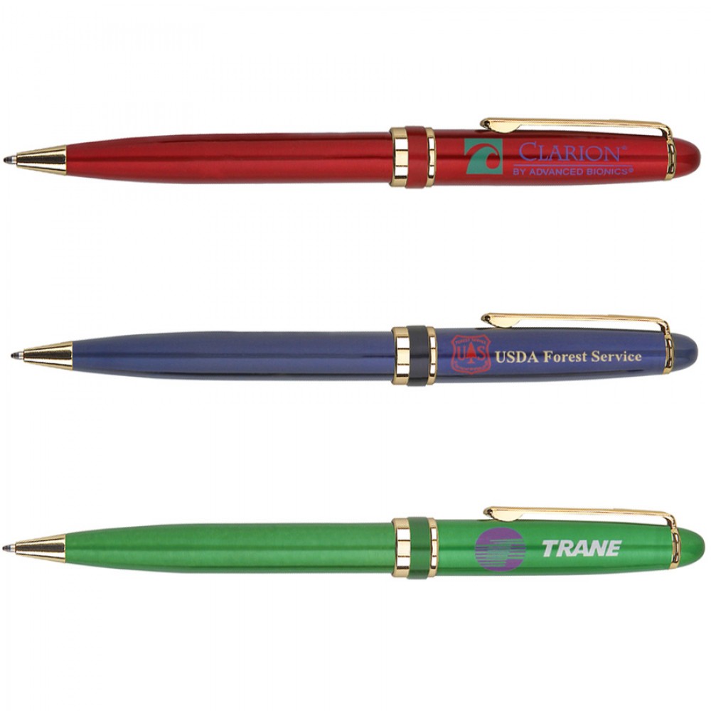 Twist Action Ballpoint Pen w/ Gold Plated Accents Custom Engraved Twist Action Ballpoint Pen w/ Gold Plated Accents Custom Engraved