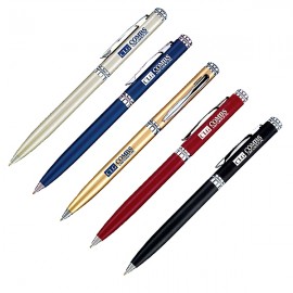 Eris Solid Brass Ballpoint Twist Pen w/Shiny Chrome Link Trim Custom Engraved