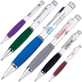 Logo Branded Brass Twist Action Ballpoint Pen w/ Soft Rubber Grip  Logo Branded Brass Twist Action Ballpoint Pen w/ Soft Rubber Grip
