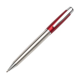 Custom Engraved St Lucia Brushed S/Steel Pen - Red