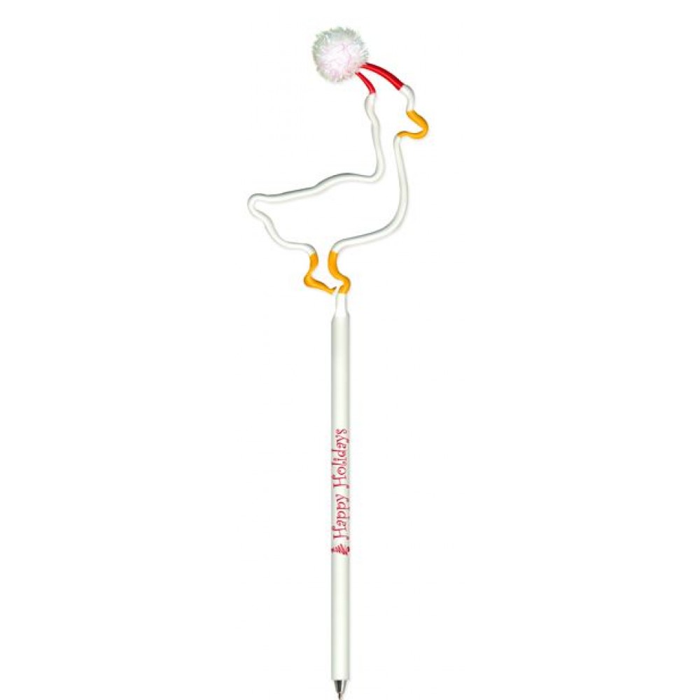 Custom Engraved Duck With Santa Hat Multi-Color Inkbend Standard, Bent Pen