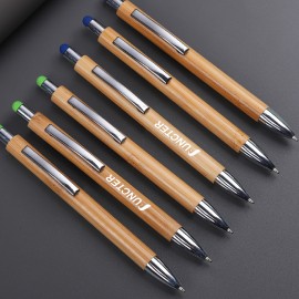Custom Engraved Bamboo Ballpoint Pen with Stylus Tip Pens for Touch Screen 2 in 1 Stylus Pen