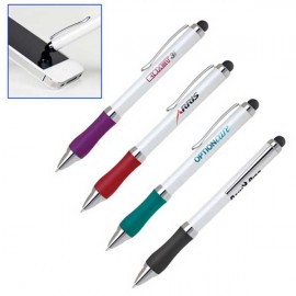Custom Imprinted Brass Ballpoint Pen W/Soft Touch Stylus Tip