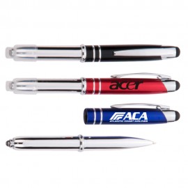 Aluminum Touch Screen Stylus w/ LED Flashlight & Ballpoint Pen Custom Engraved