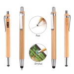 Click Action Bamboo Pen With Stylus Logo Branded