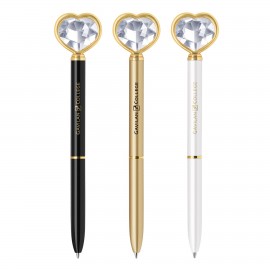 Logo Branded Heart Diamond crystal twist action metal ballpoint pen