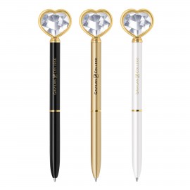 Custom Engraved Heart Diamond crystal twist action metal ballpoint pen