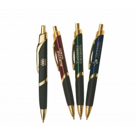 Logo Branded Intriad Ballpoint Pen w/Rubber Grip & Gold Appointments