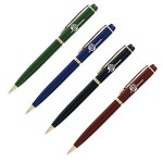 Arqus Brass Ballpoint Twist Pen w/Gold Clip & Link Accents Logo Branded