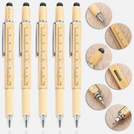 Logo Branded Multifunction Tool Pen, 6 in 1 Tool with Ballpoint Pen, Touch Screen Stylus, Ruler, Spirit Level