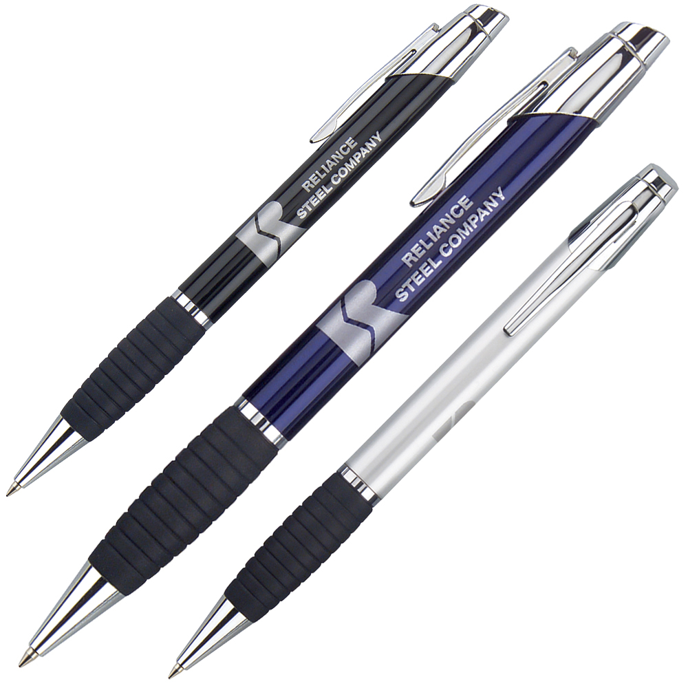 Twist Action Brass Ballpoint Pen w/ Lacquer Coated Barrel & Rubber Grip Logo Branded