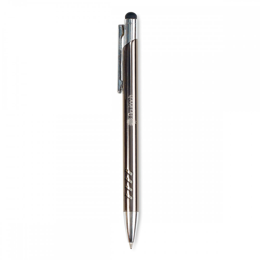 Custom Engraved Zebra Millennial Stylus/Retractable Ballpoint - Gunmetal