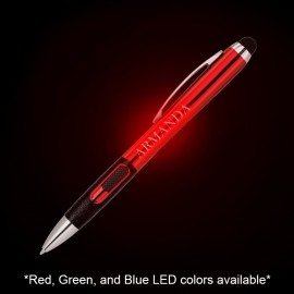 Colored Light Up Logo L.E.D. Ballpoint Pen w/Stylus Custom Imprinted