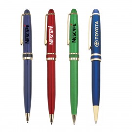 Antonio Metallic Blue Ballpoint Pen w/Gold Trim Custom Imprinted