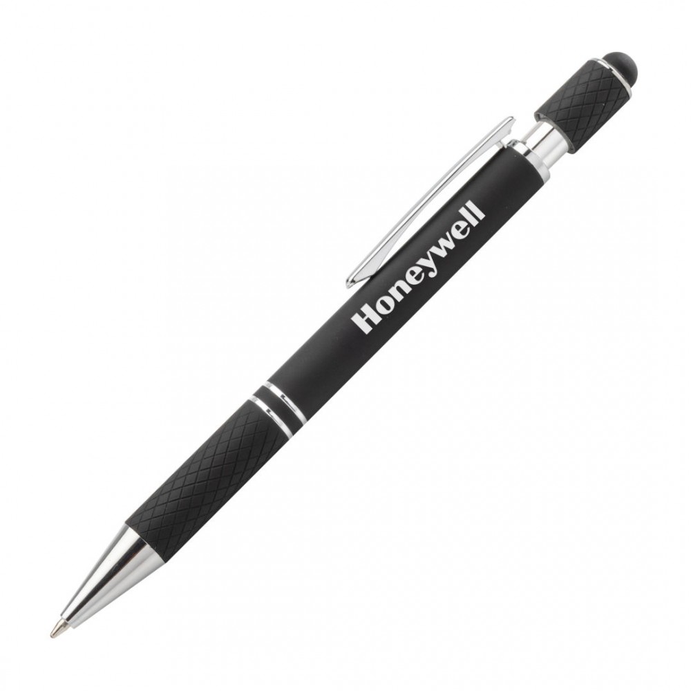 Custom Imprinted Mabel Exectuive Spin Top Pen w/Stylus - Black